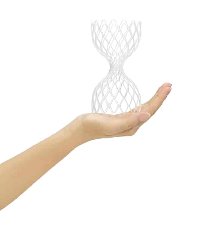 3D printed hourglass part with hands